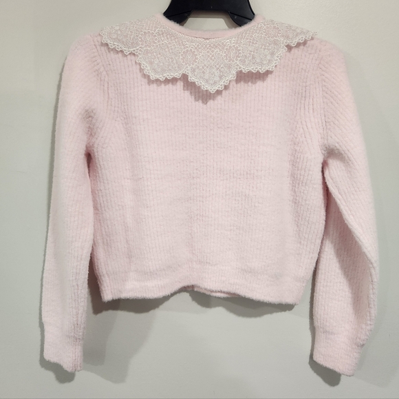 House Of Harlow 1960 Soft Pink Cardigan With Lace Collar - Picture 2 of 16